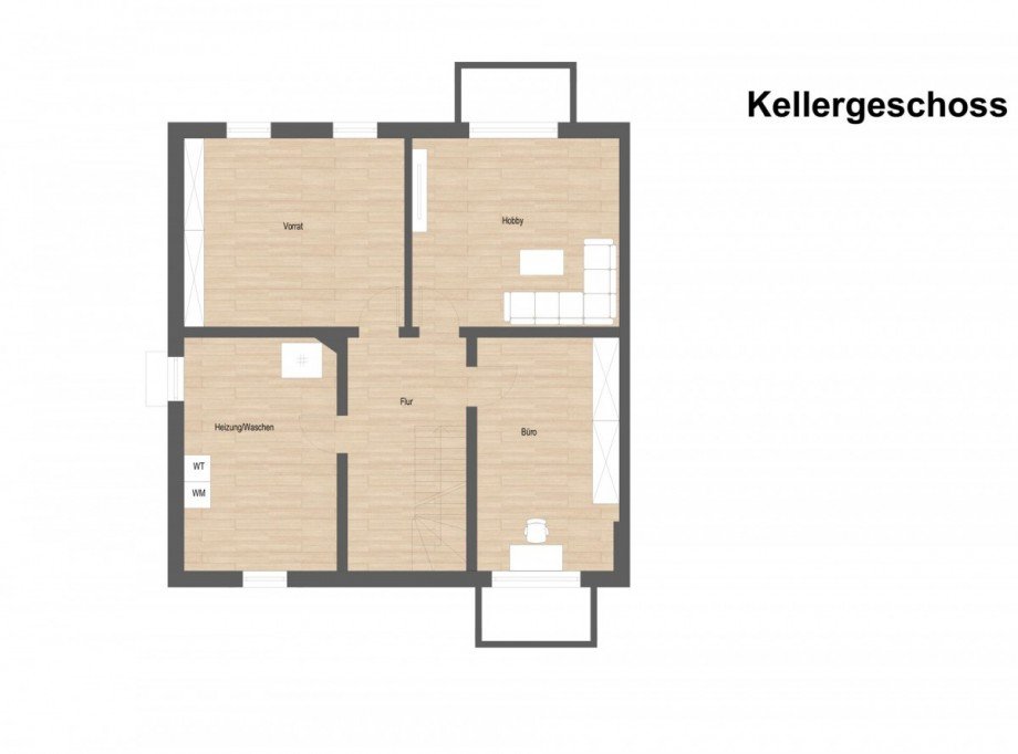 Kellergeschoss Doppelhaush�lfte Heiden