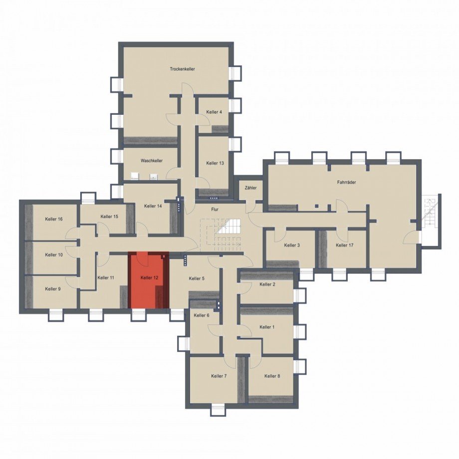 Kellergeschoss Etagenwohnung Bocholt