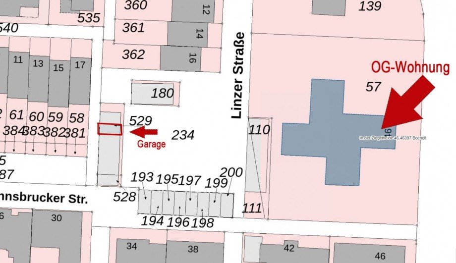 Lageplan mit Garage Etagenwohnung Bocholt