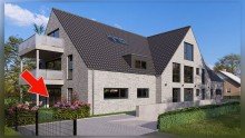 Vorderansicht - Einfahrt Tiefgarage Neubauwohnung mit Gartenanteil - ruhige Lage, klare Architektur