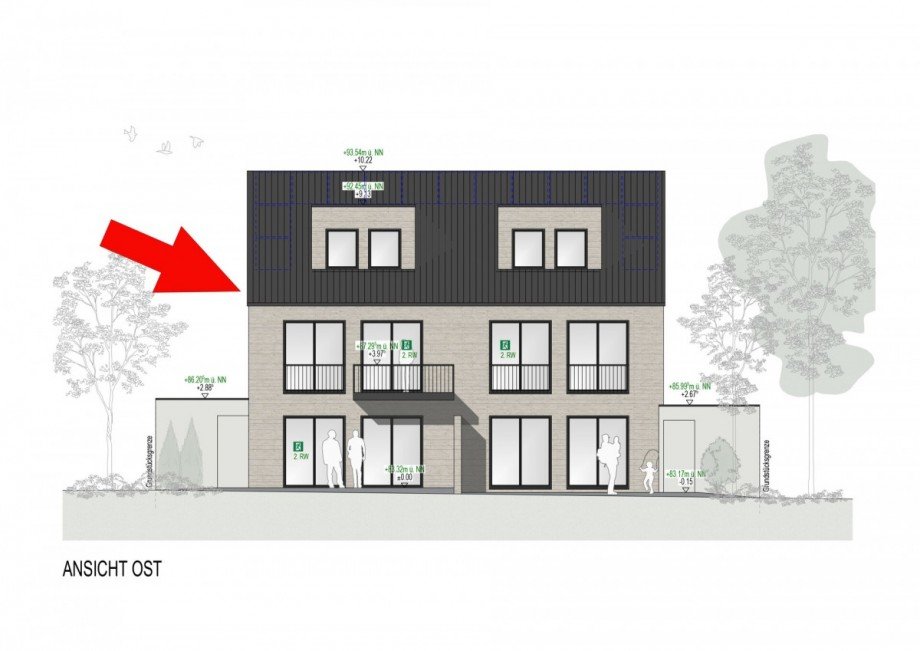 Ansicht Ost Maisonettewohnung Heiden