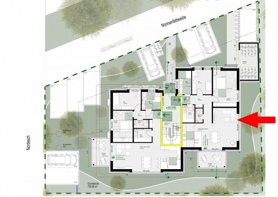 Erdgeschoss Lageplan W2 Erdgeschosswohnung Borken