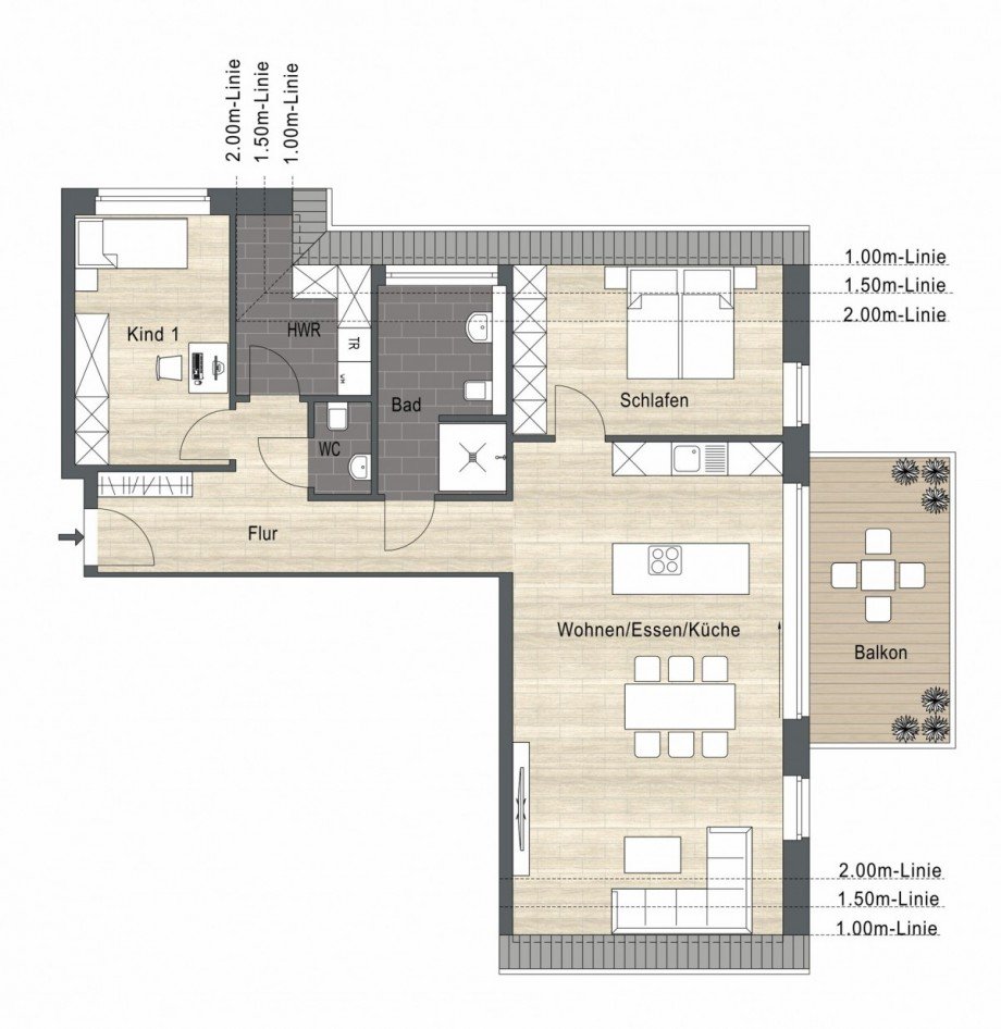 Obergeschoss W4 Dachgeschosswohnung Borken