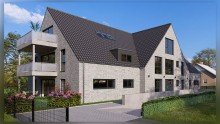 Vorderansicht - Einfahrt Tiefgarage 3-Zimmer-Neubauwohnung mit Balkon - energieeffizient & elegant
