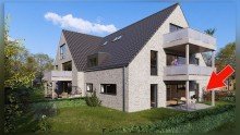 Terrasse und Garten Neubauwohnung mit Gartenanteil - ruhige Lage, klare Architektur