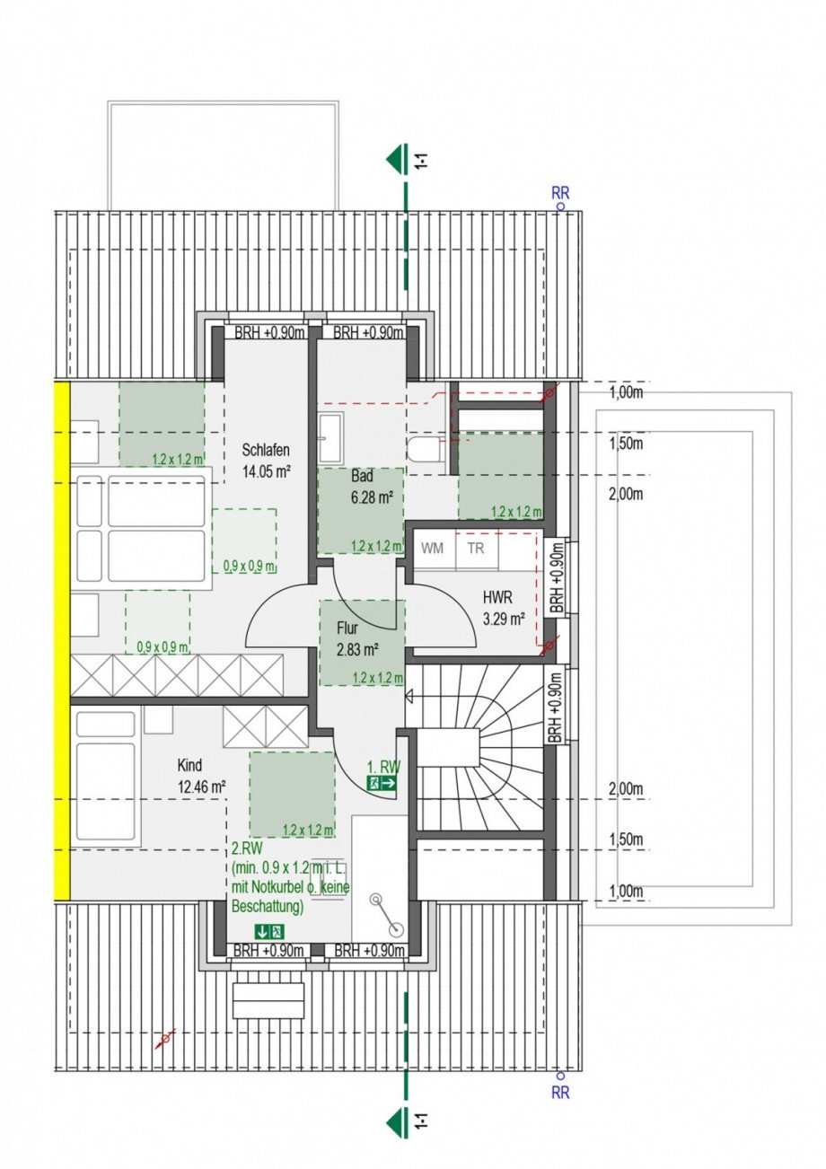 Grundriss Dachgeschoss Maisonettewohnung Heiden