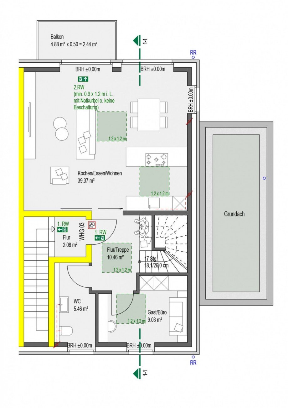 Grundriss Obergeschoss Maisonettewohnung Heiden