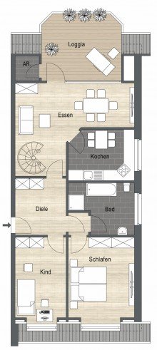Dachgeschoss rechts Gro�z�giges Raumangebot - Maisonettewohnung mit Loggia im Zentrum von Borken